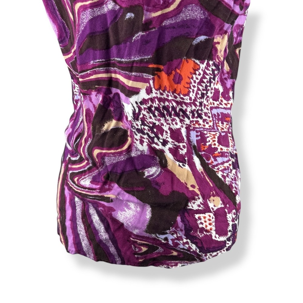 Y2K Purple Abstract Beaded Neck Top Womens Size XL Artsy Indie Boho Made In USA - Picture 9 of 9